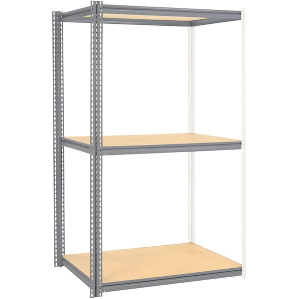 Global Industrial High Cap. Add-On Rack 48Wx48Dx60H 3 Levels Wood Deck 1500 Lb. Per Level GRY 581036GY - main